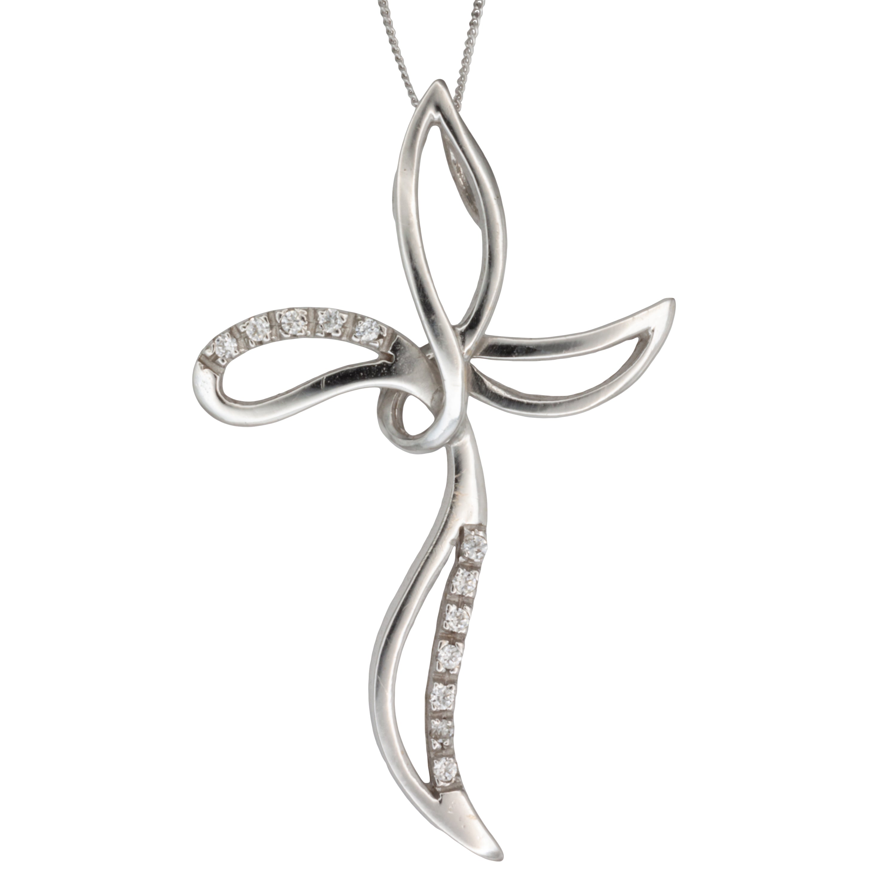 A 9ct white gold cubic zirconia cross pendant