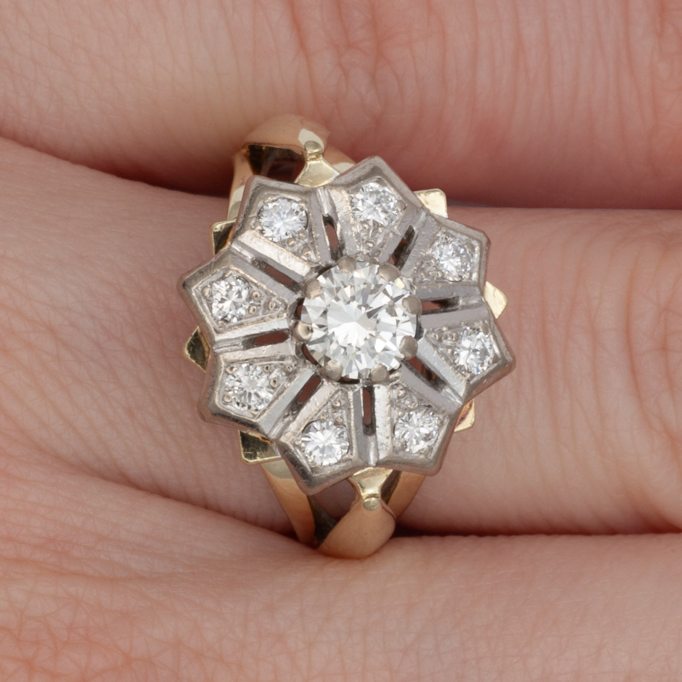 A 14ct gold diamond cluster ring