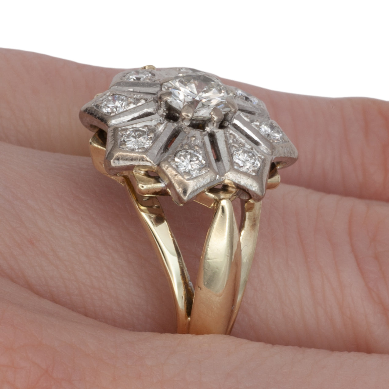 A 14ct gold diamond cluster ring