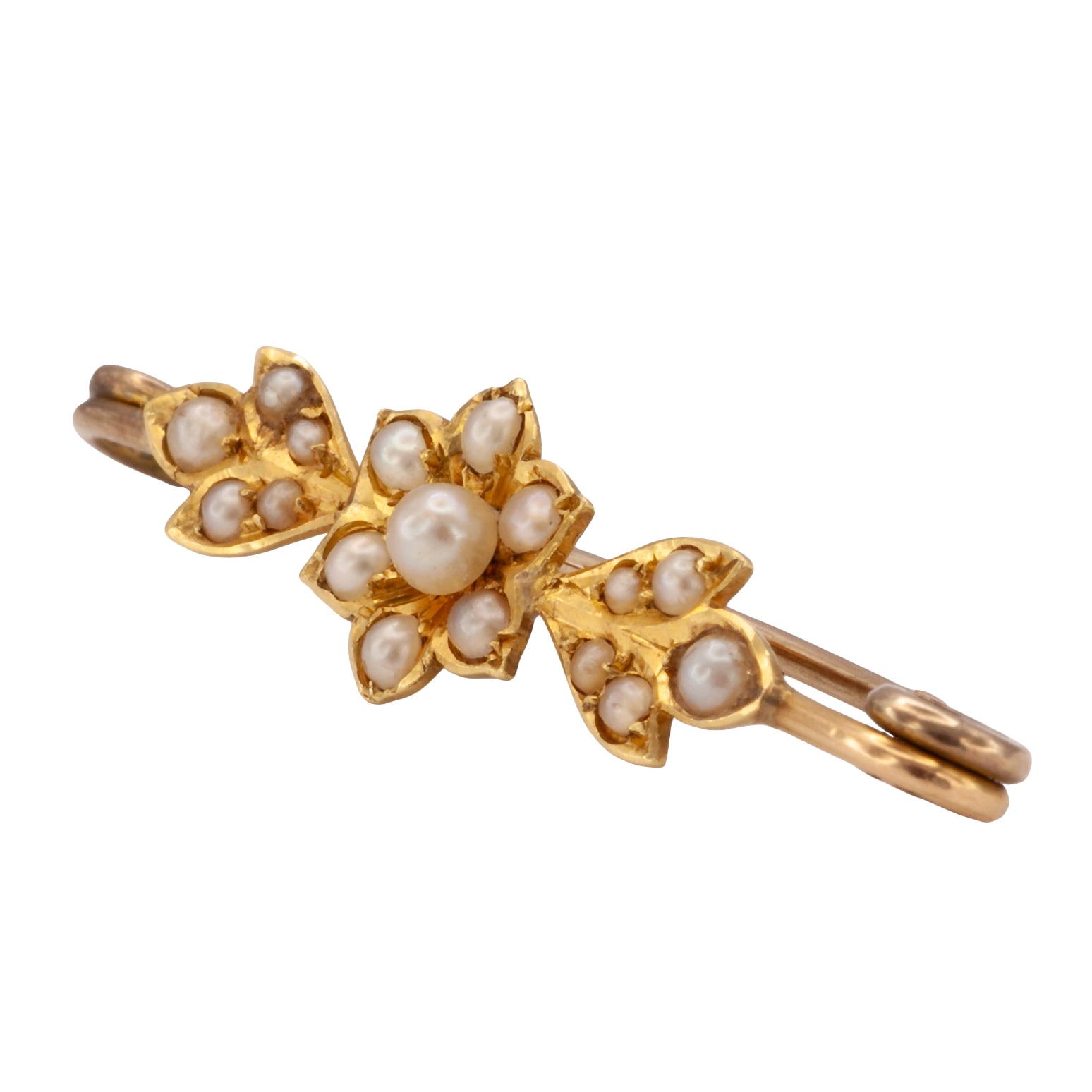 An Art Nouveau 15ct gold seed pearl brooch