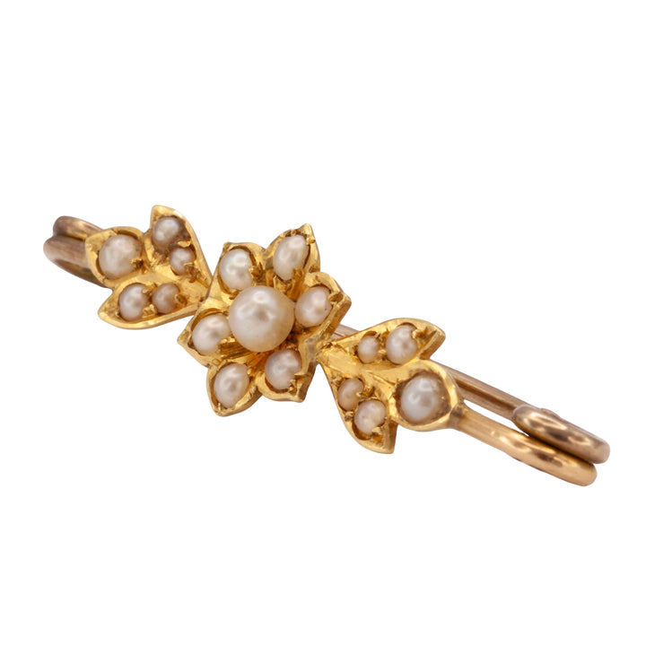 An Art Nouveau 15ct gold seed pearl brooch
