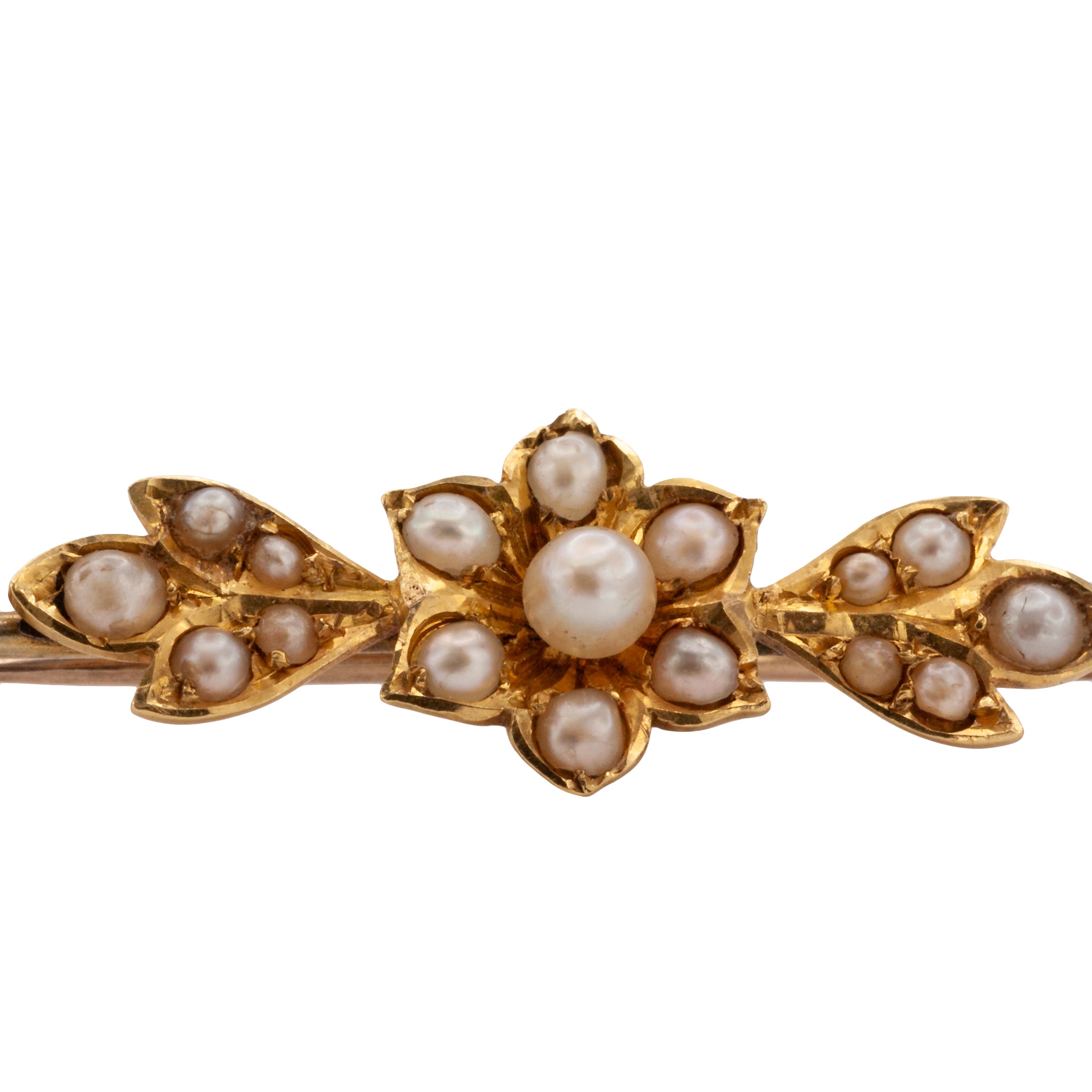 An Art Nouveau 15ct gold seed pearl brooch
