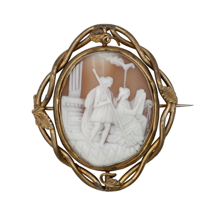 A gold plated art nouveau cameo brooch