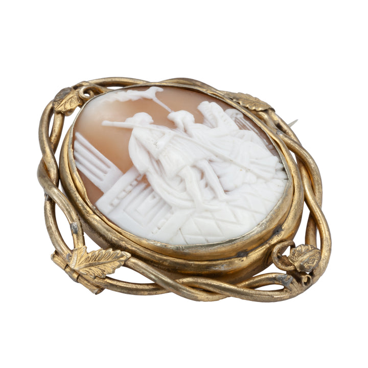 A gold plated art nouveau cameo brooch