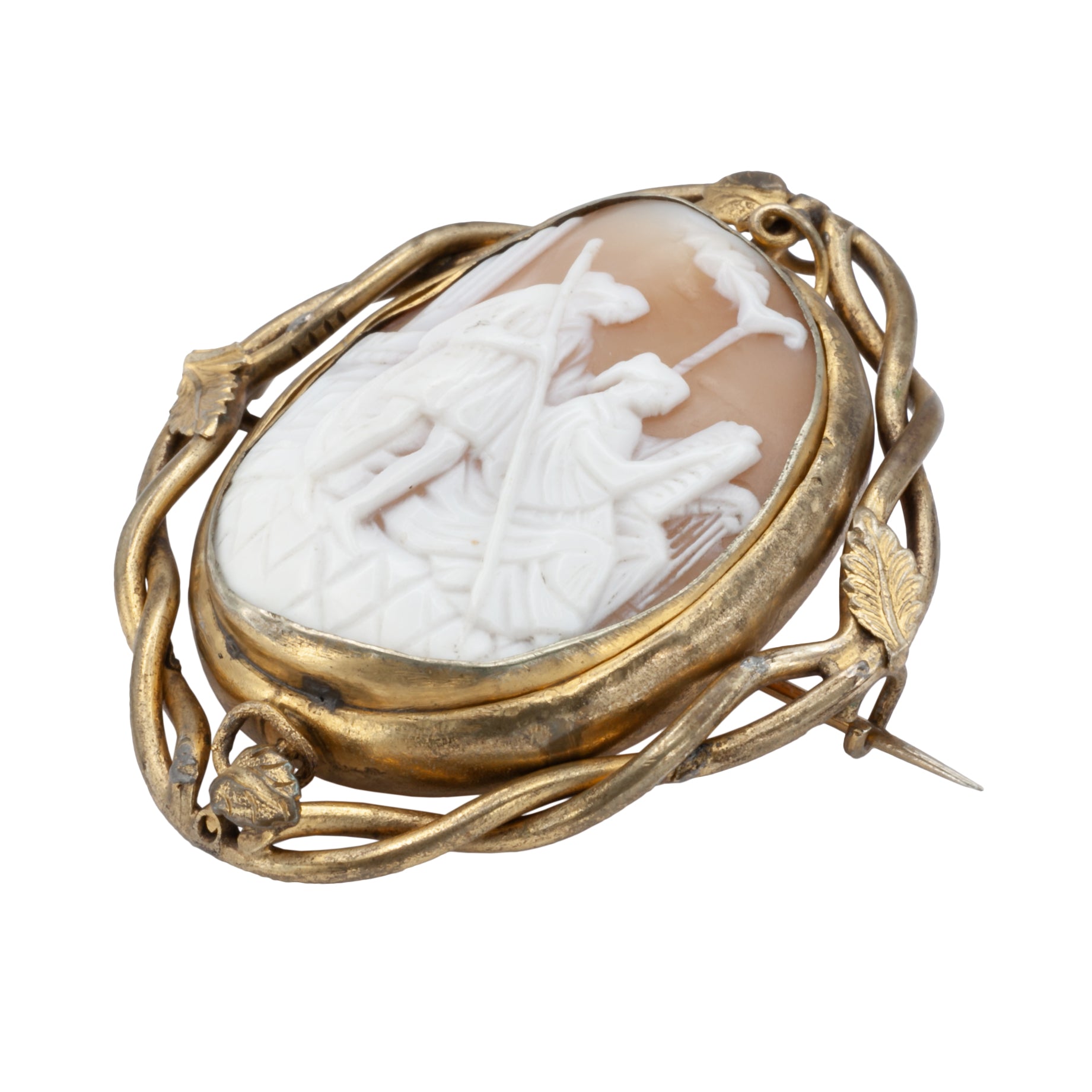 A gold plated art nouveau cameo brooch