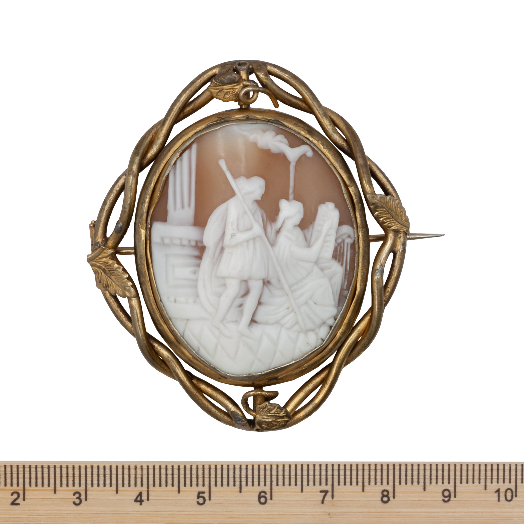 A gold plated art nouveau cameo brooch