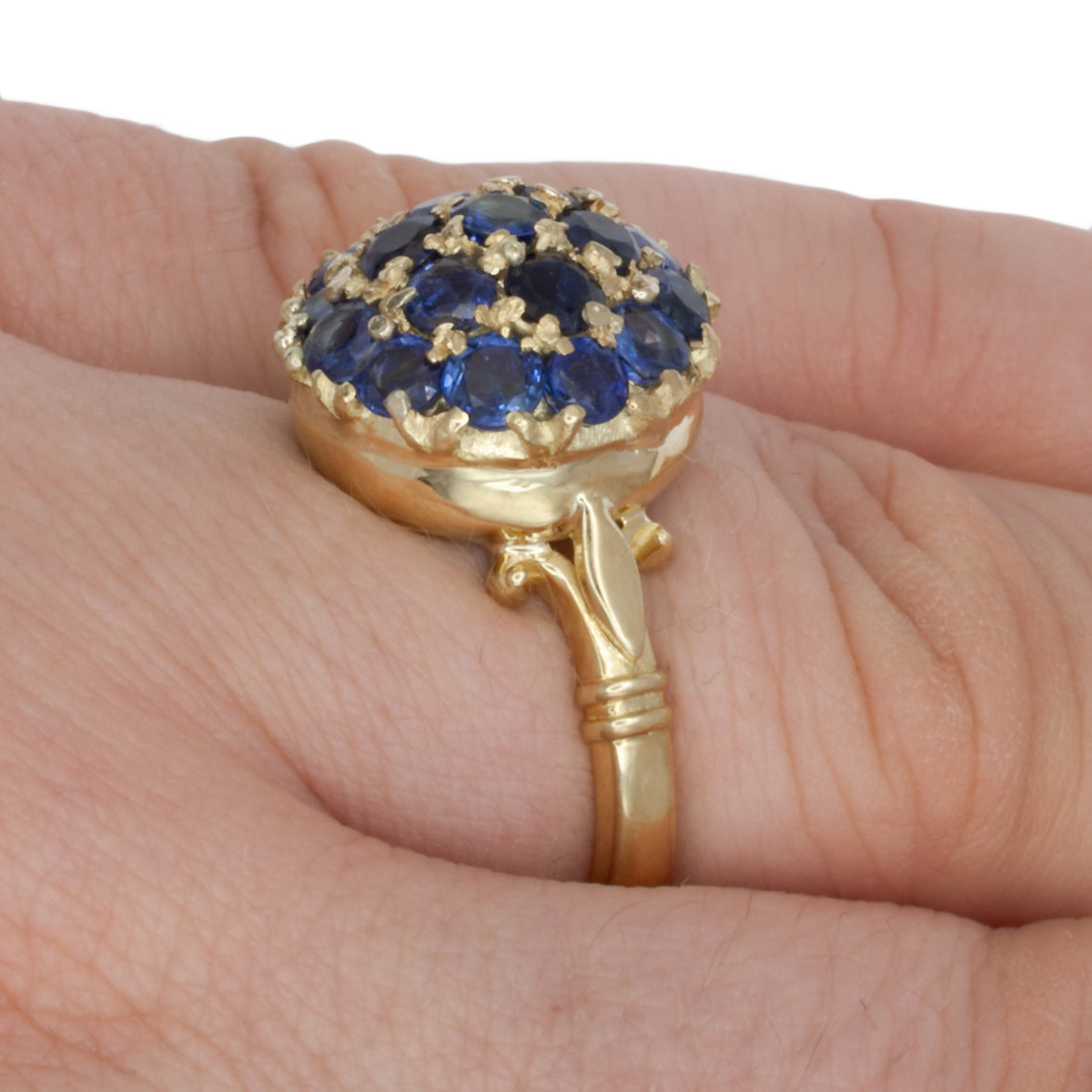 A vintage sapphire cluster ring