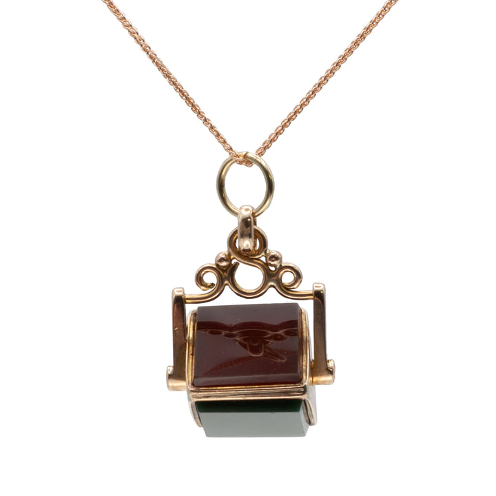 An Antique 9ct gold bloodstone, and cornelian watch fob