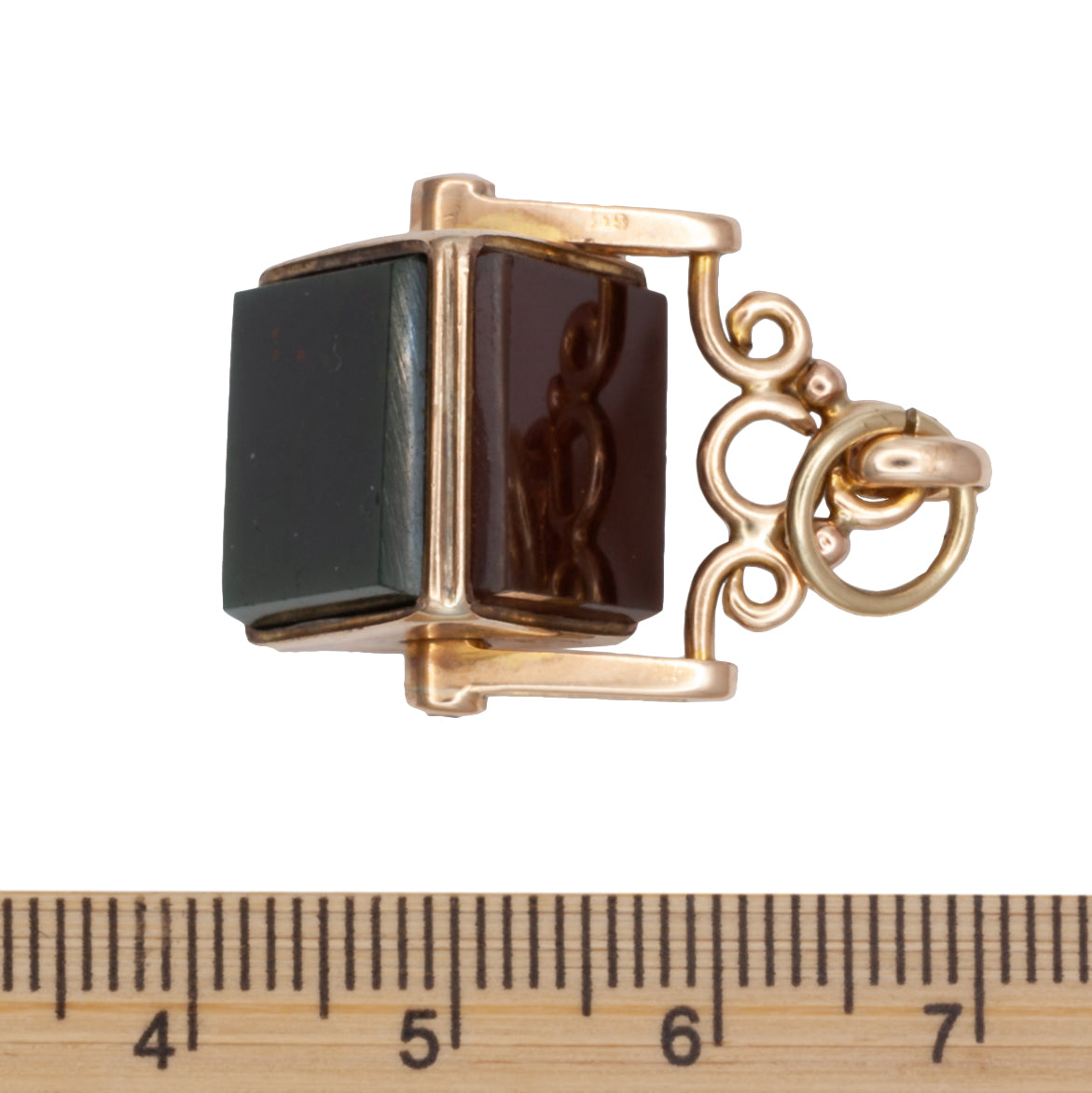 An Antique 9ct gold bloodstone, and cornelian watch fob