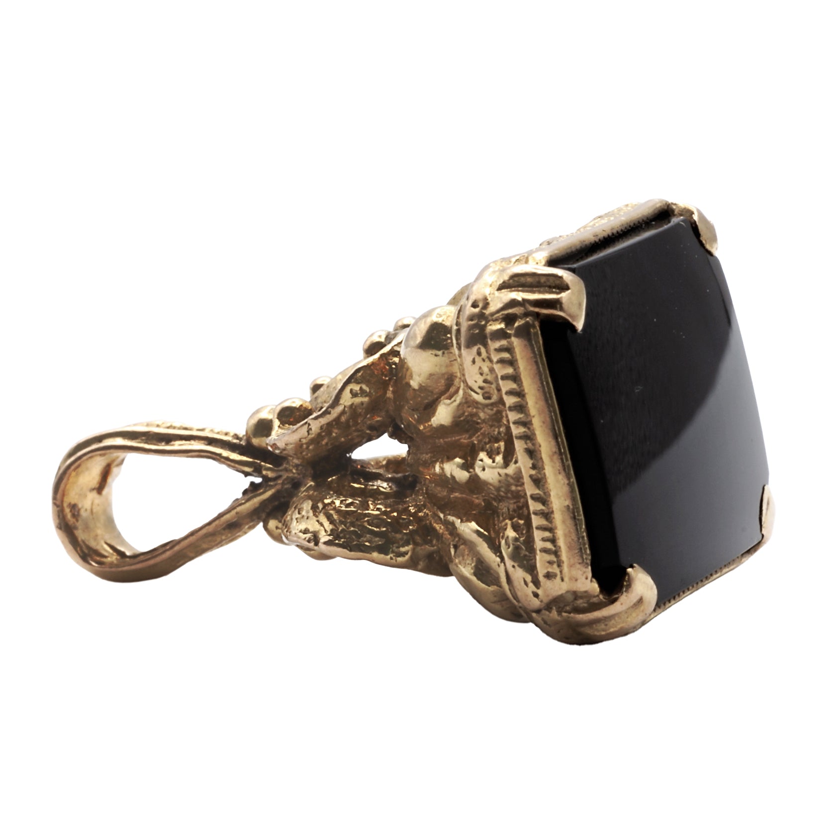 An Antique 9ct gold onyx fob