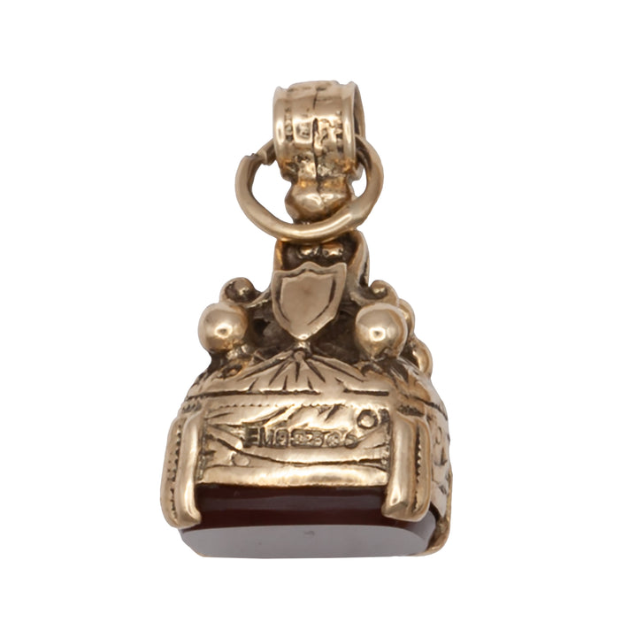 An antique 9ct gold cornelian fob