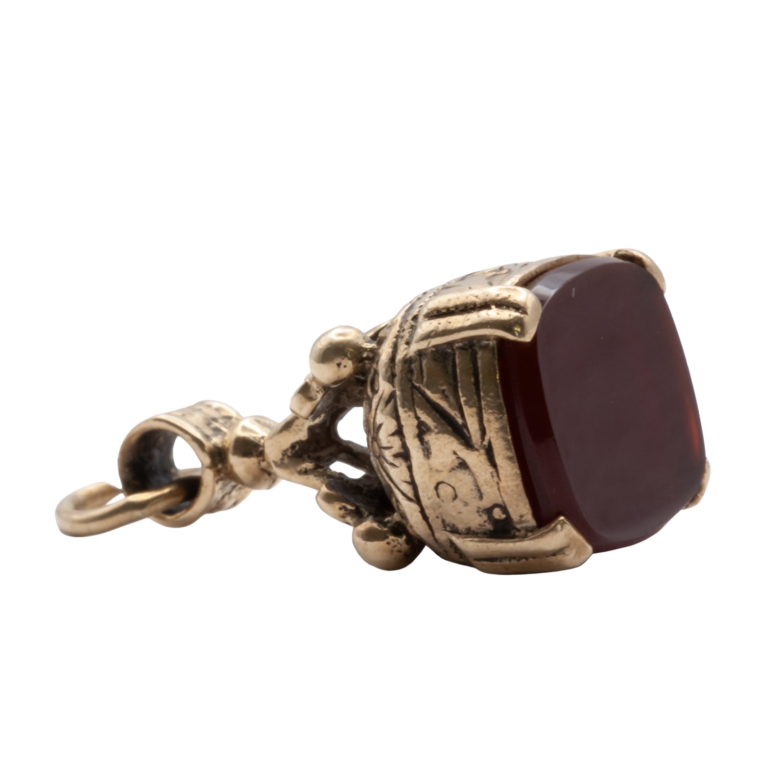 An antique 9ct gold cornelian fob