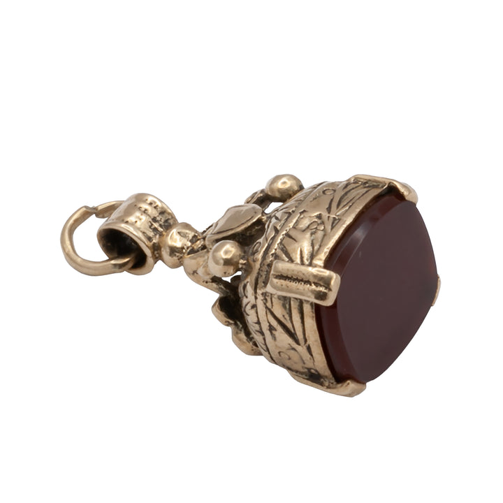 An antique 9ct gold cornelian fob