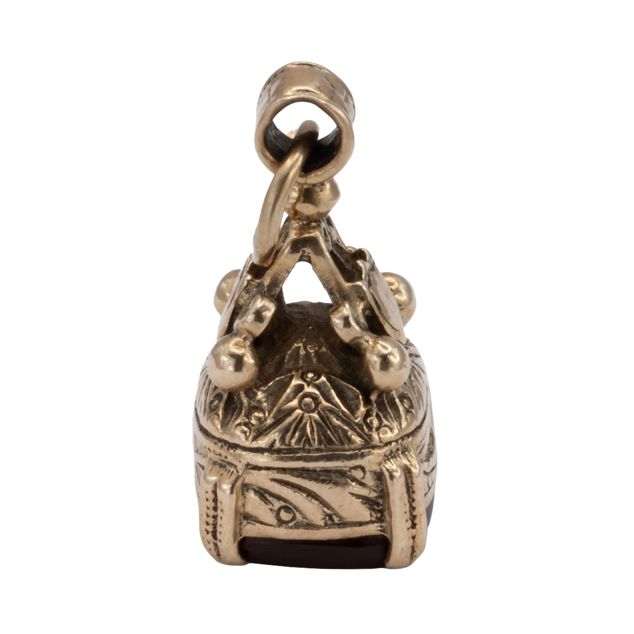 An antique 9ct gold cornelian fob
