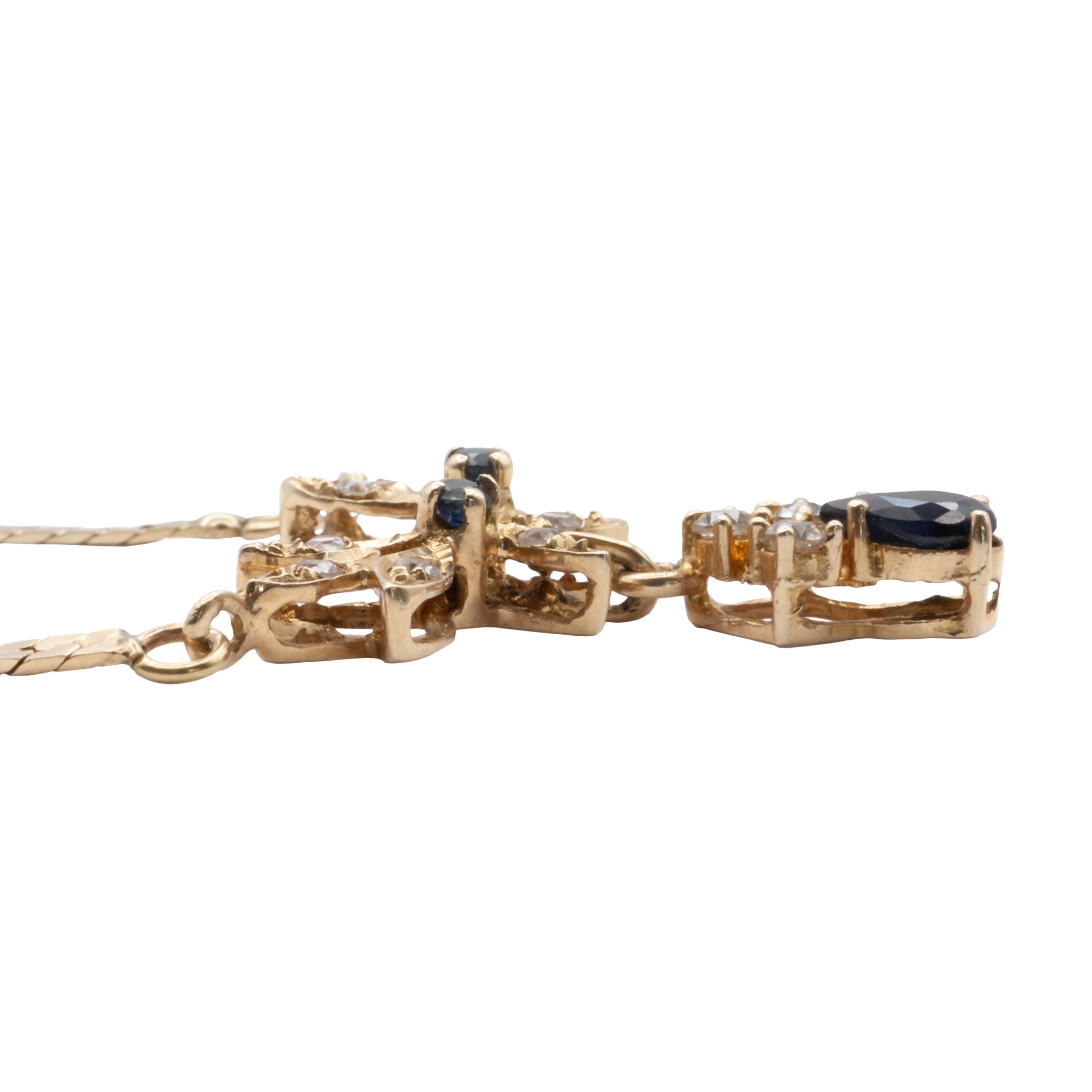 A 14ct gold sapphire and spinel necklace.