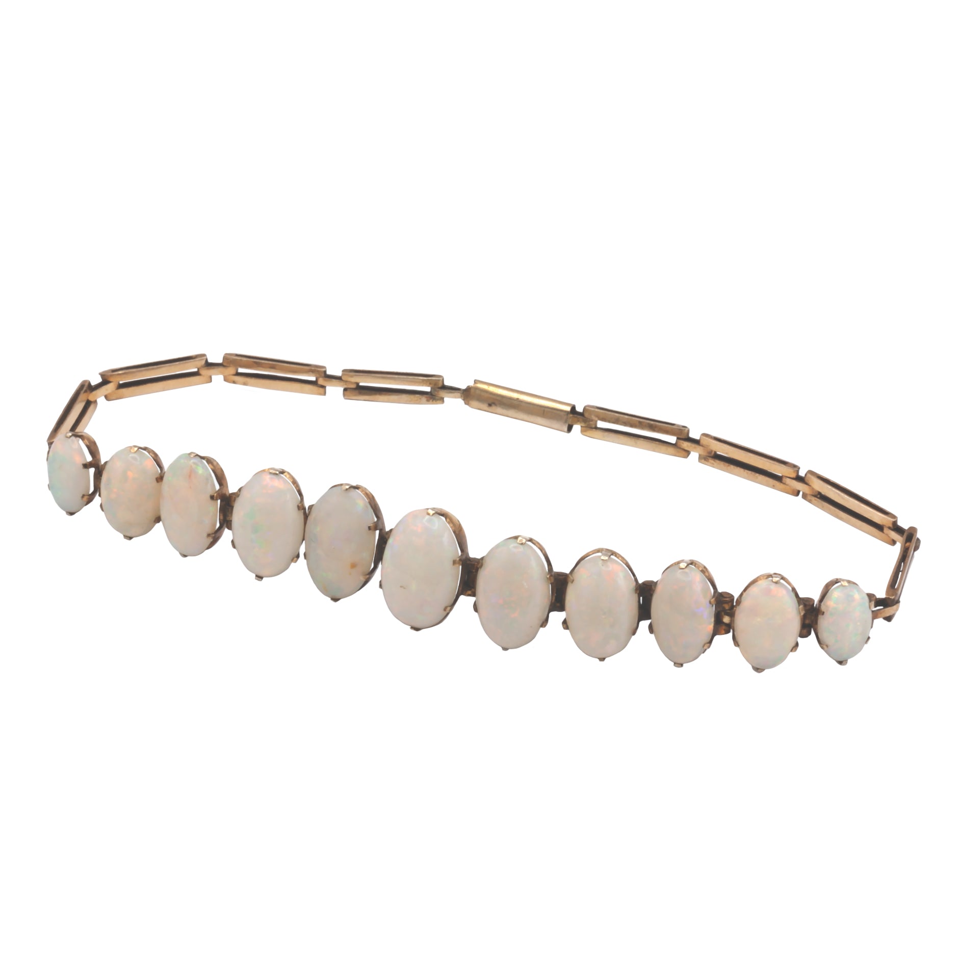 An Antique Edwardian 9ct gold opal bracelet.