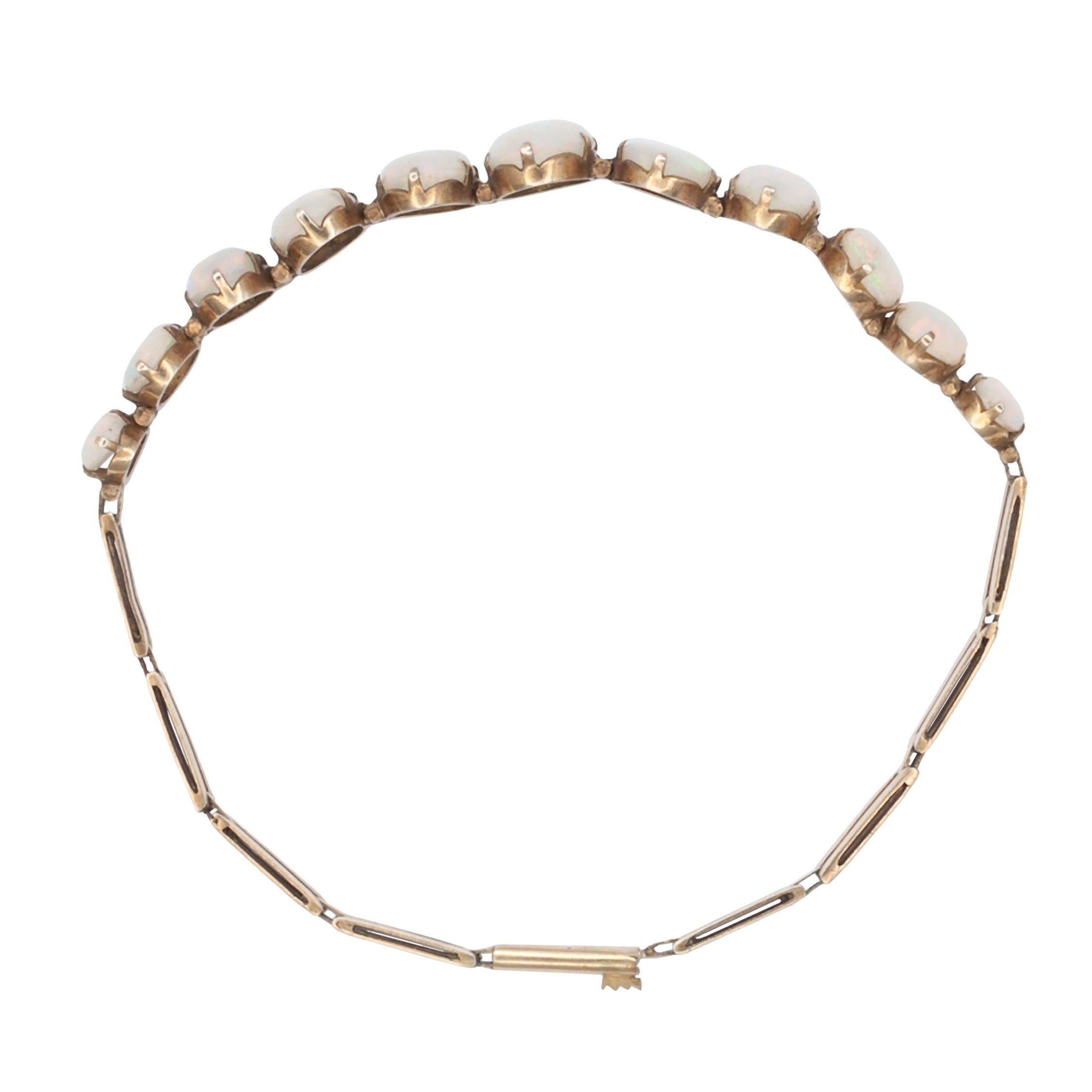 An Antique Edwardian 9ct gold opal bracelet.