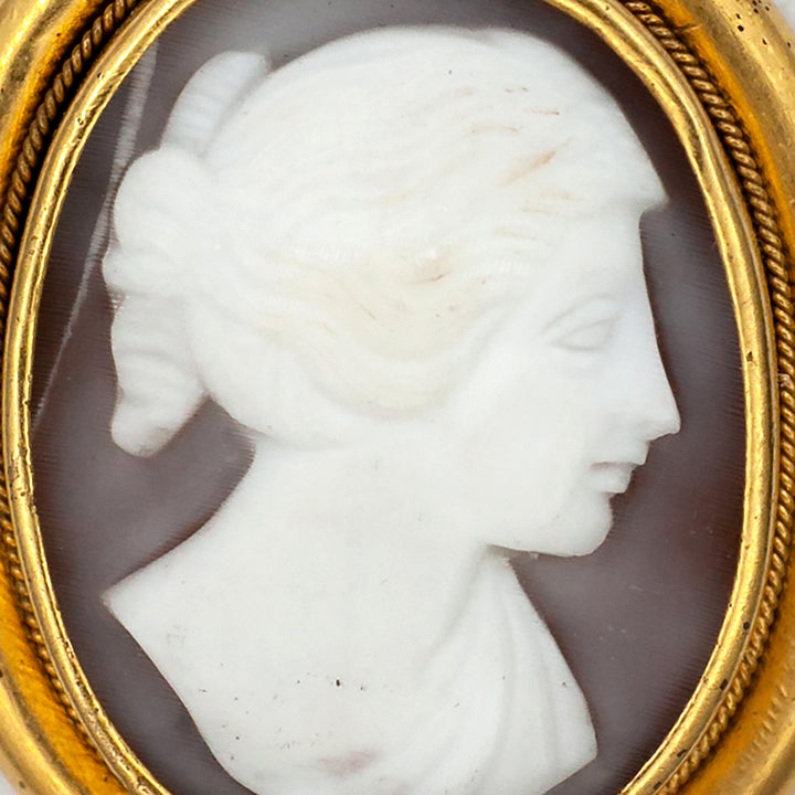 An antique Victorian pair of 18ct gold cameo earrings