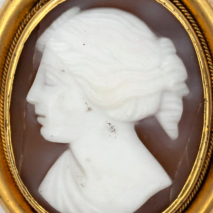 An antique Victorian pair of 18ct gold cameo earrings