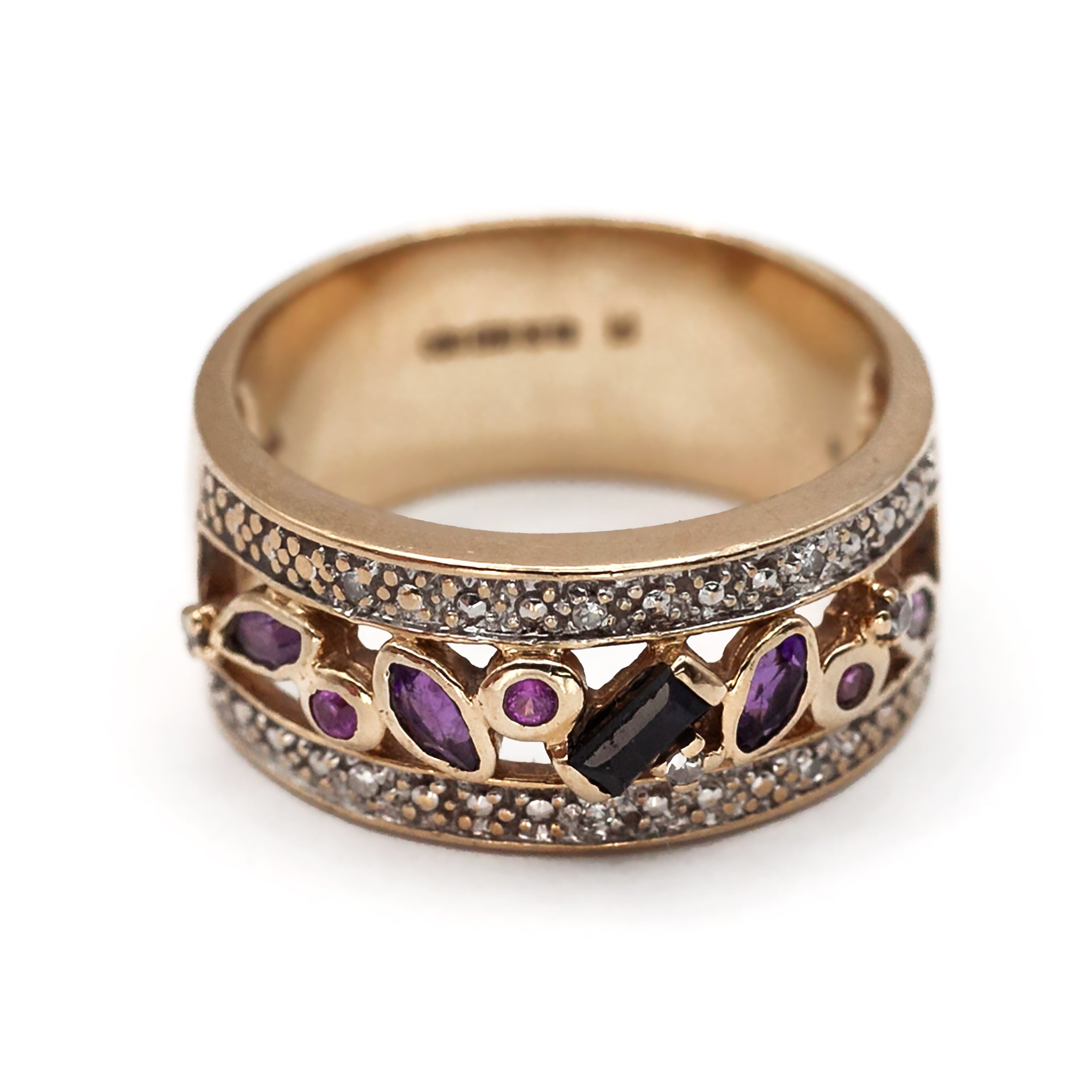 A 9ct gold multi gemstone, and diamond ring