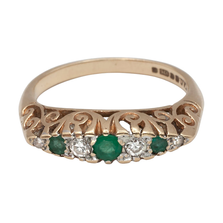 A 9ct gold Edwardian style emerald, and diamond ring