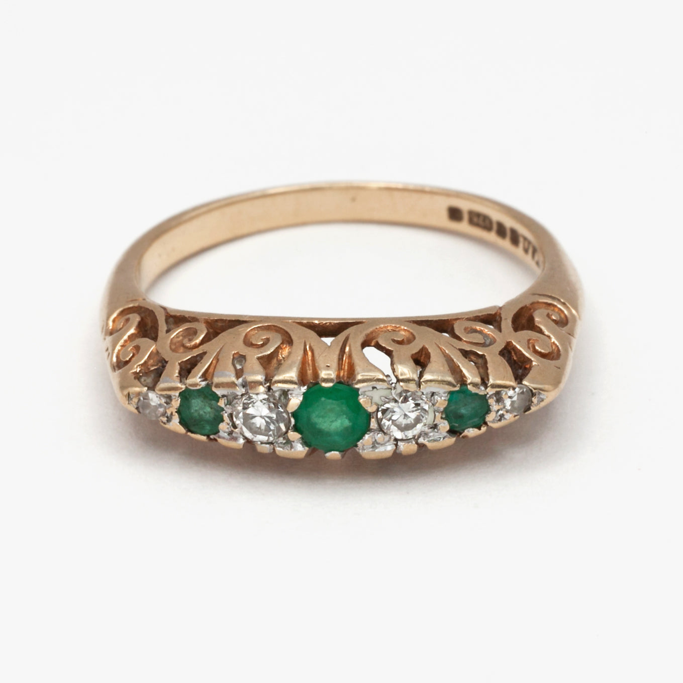 A 9ct gold Edwardian style emerald, and diamond ring