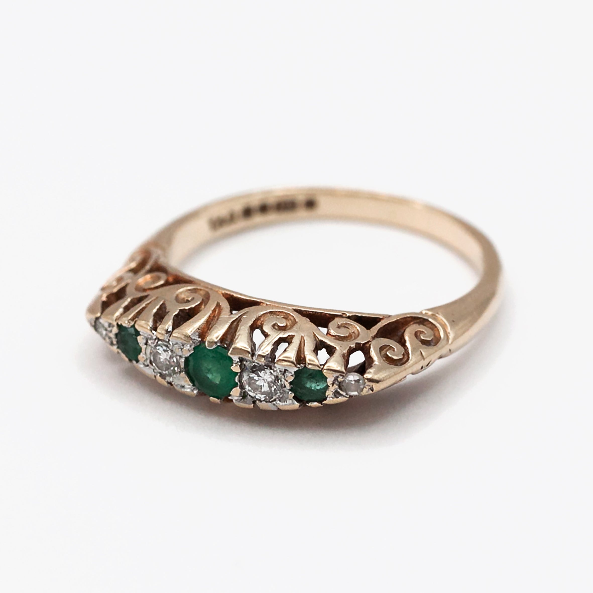 A 9ct gold Edwardian style emerald, and diamond ring