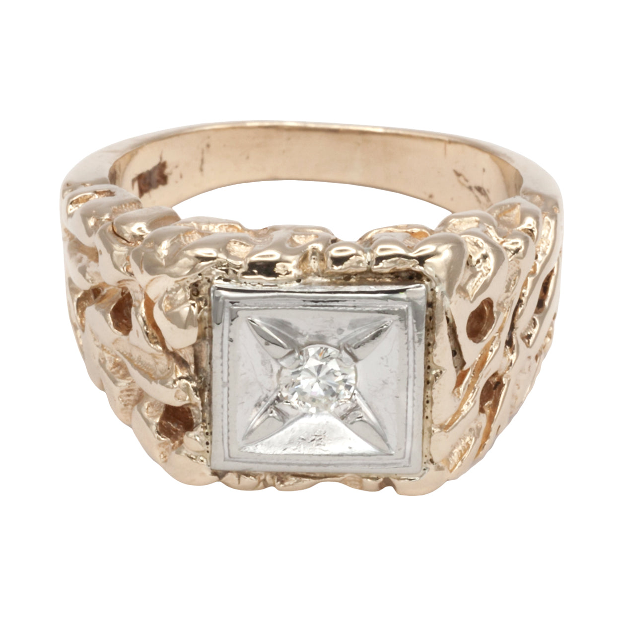 A 10ct heavy gold diamond signet ring