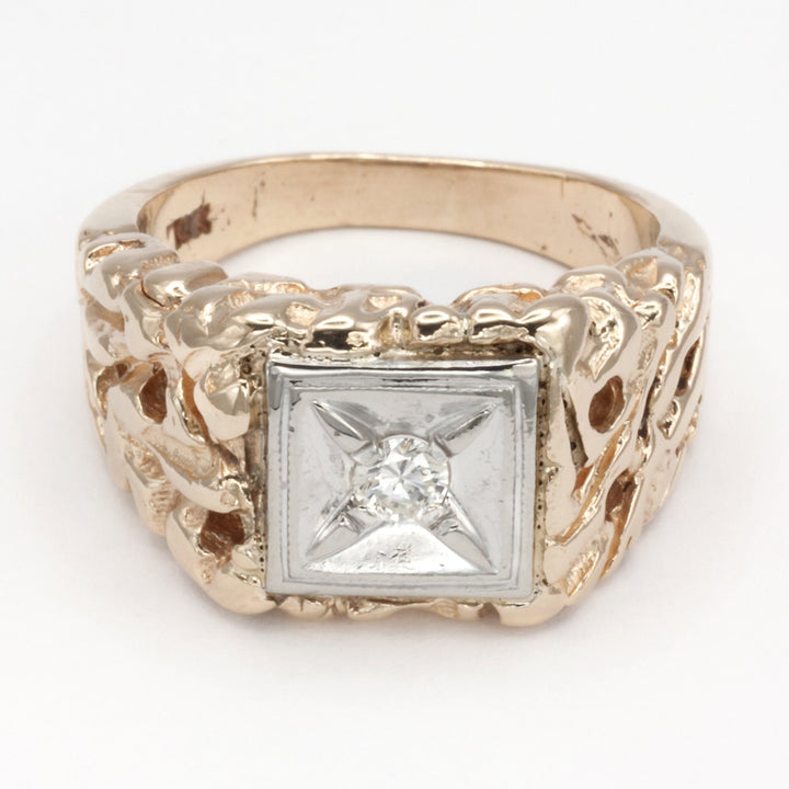 A 10ct heavy gold diamond signet ring