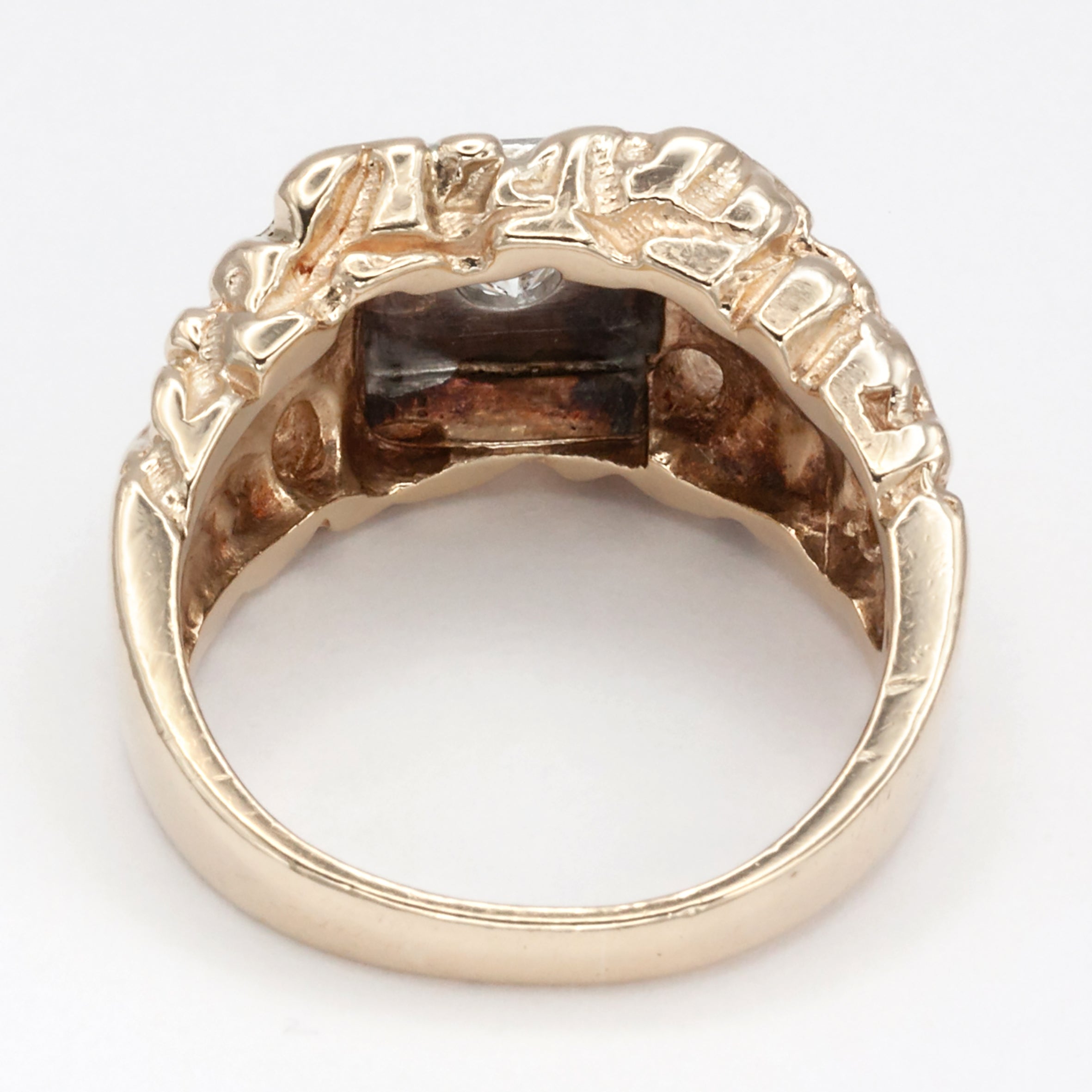 A 10ct heavy gold diamond signet ring