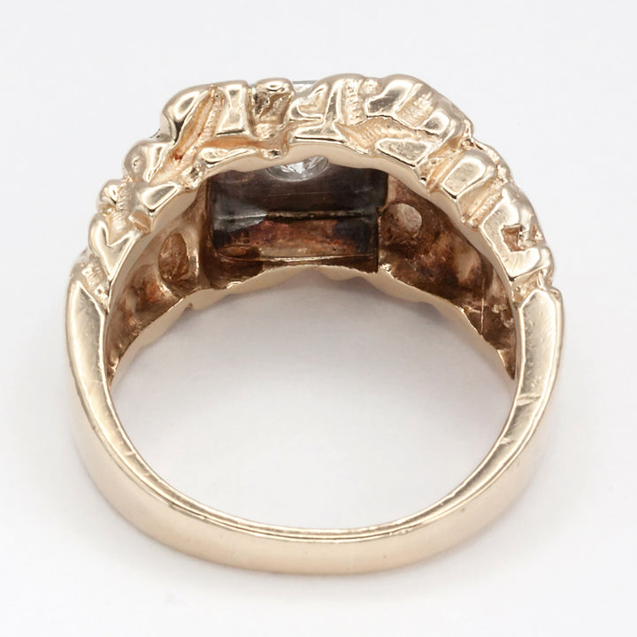 A 10ct heavy gold diamond signet ring