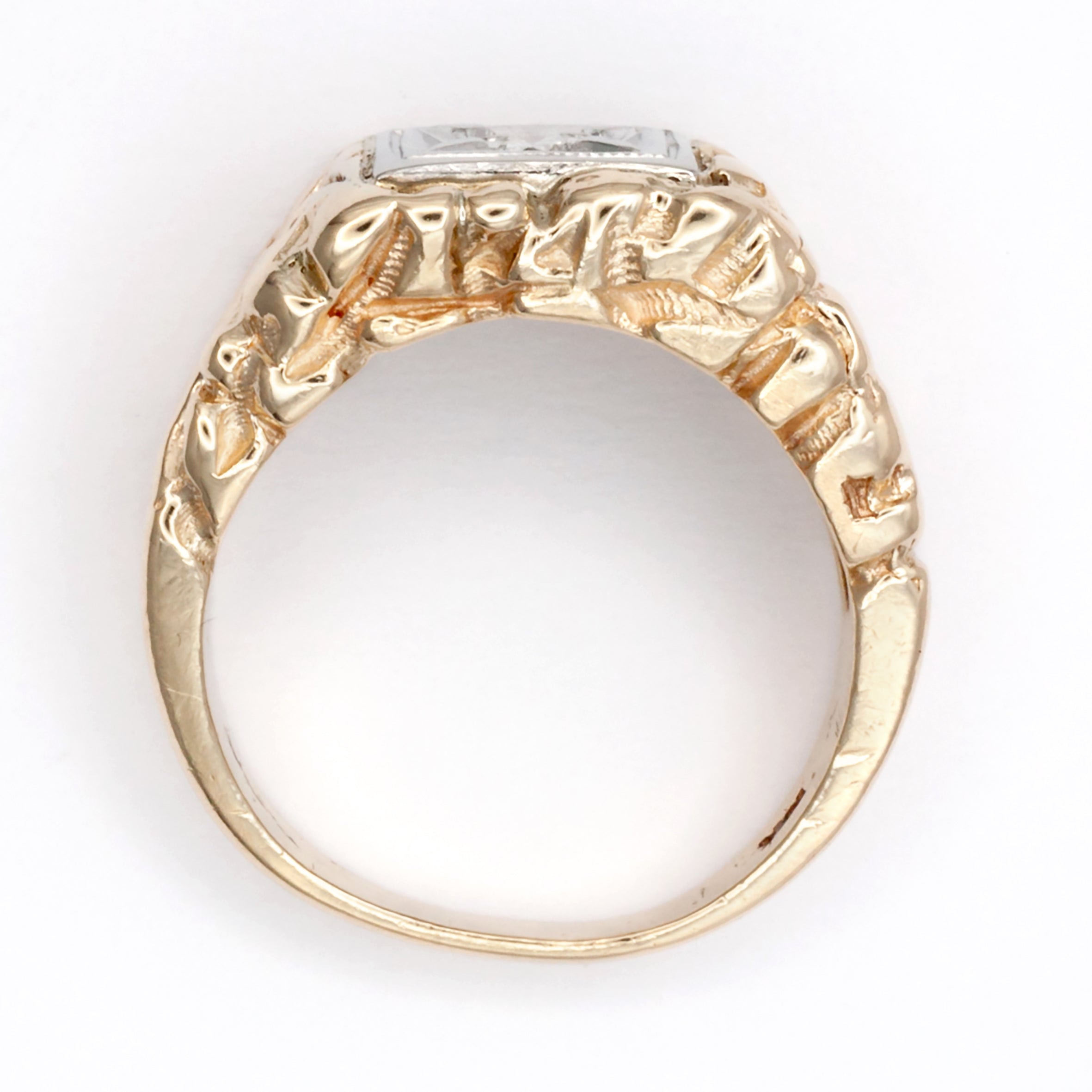 A 10ct heavy gold diamond signet ring