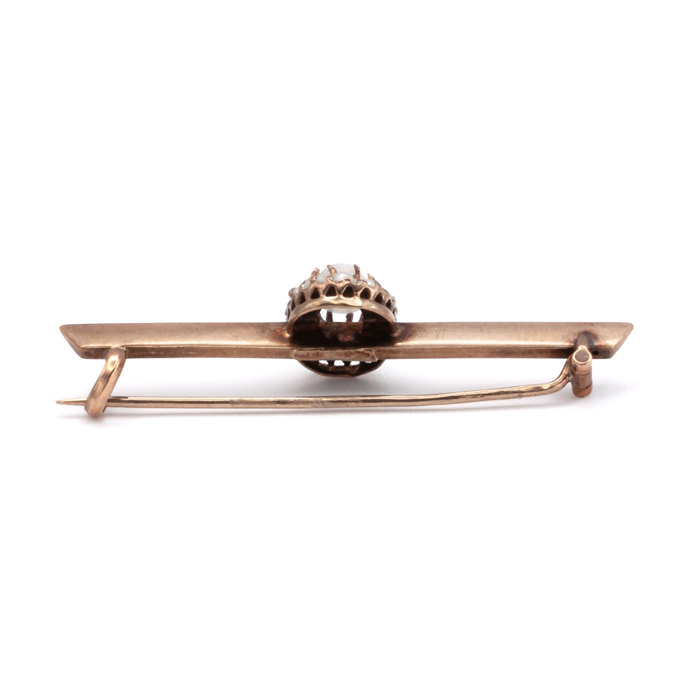 A 9ct gold opal and seed pearl brooch