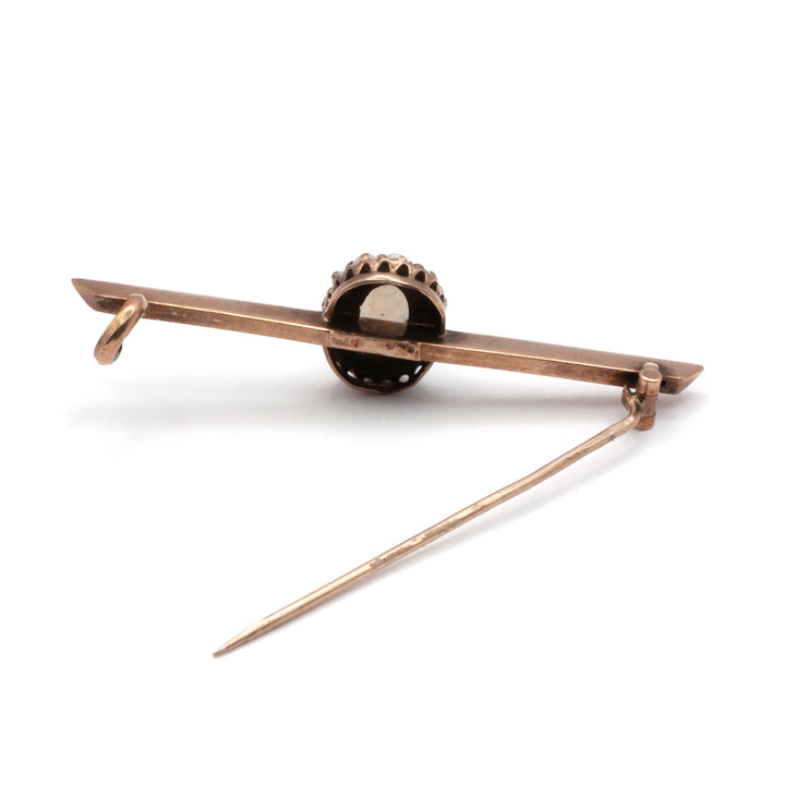 A 9ct gold opal and seed pearl brooch