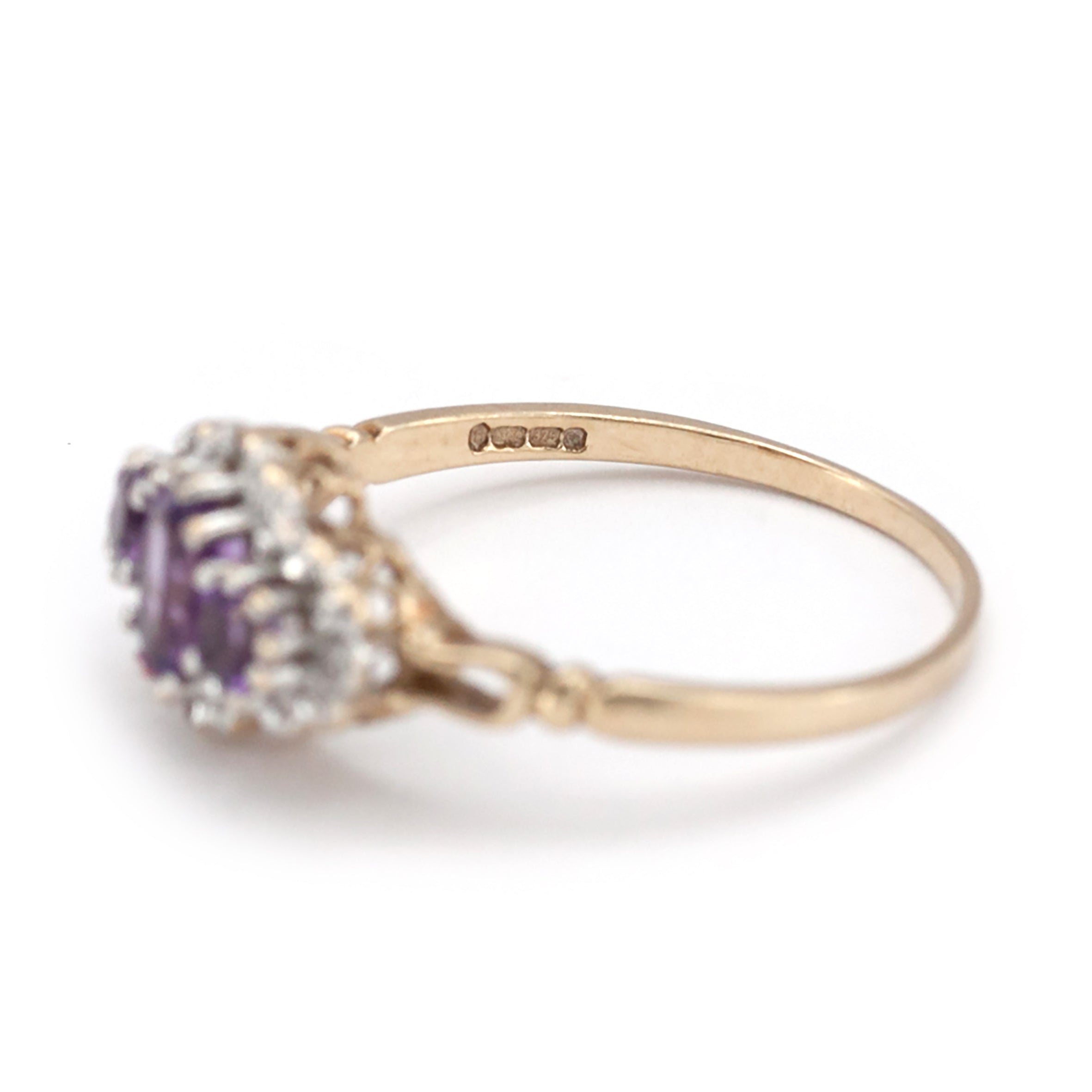 A 9ct gold amethyst and diamond ring
