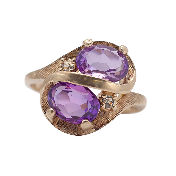 A 9ct gold pink topaz and spinel ring
